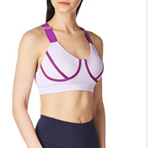 PUMA womens Train First Mile Mid Impact Sports Bra, MEDIUM, Lilac/Purple color - Picture 6 of 14